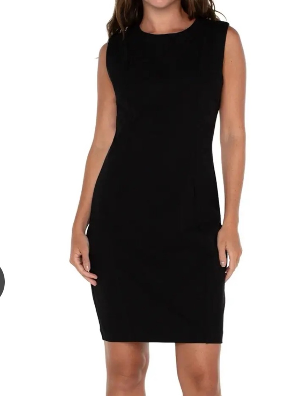 Liverpool Black Sleeveless Midi Sheath Dress Size 8 NWOT